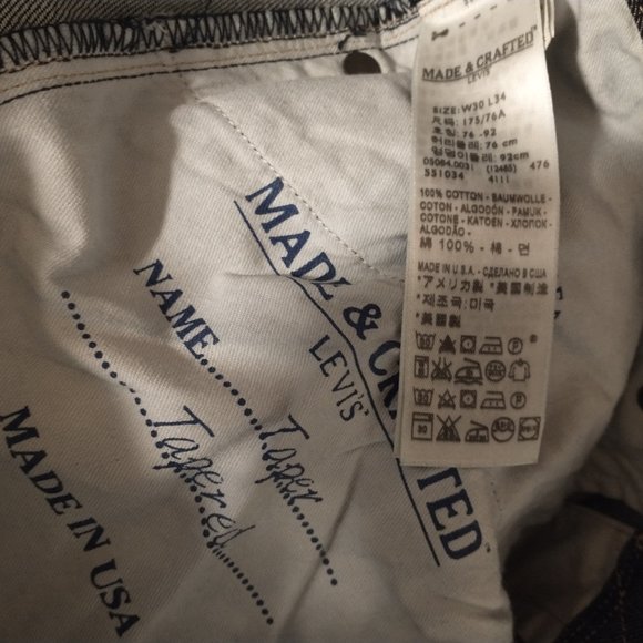 Levi's Made & Crafted Tapered New Without Tags Dark Wash Jeans 30x34 - Picture 3 of 4